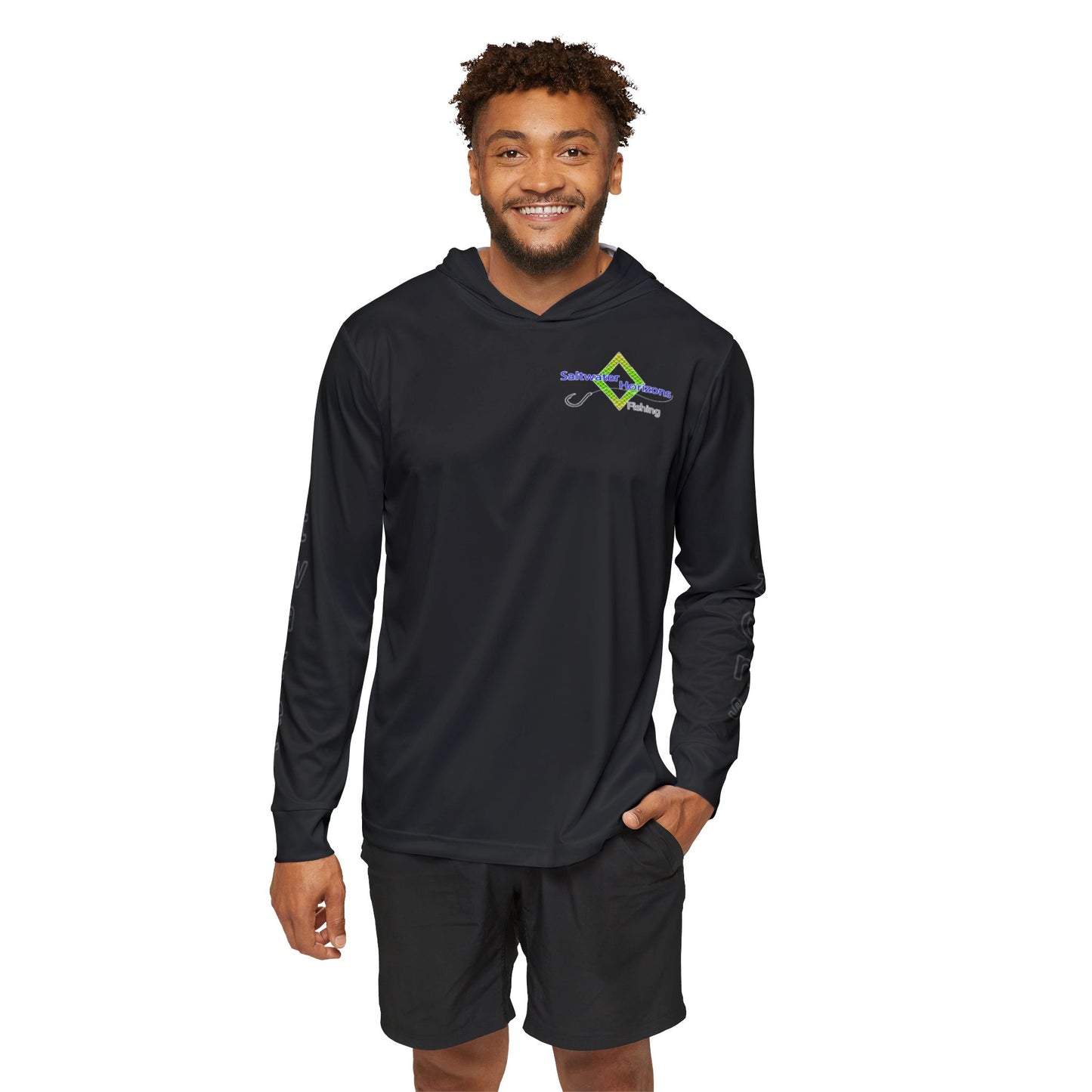 Grayscale Flag Performance Hooded Fishing Shirt