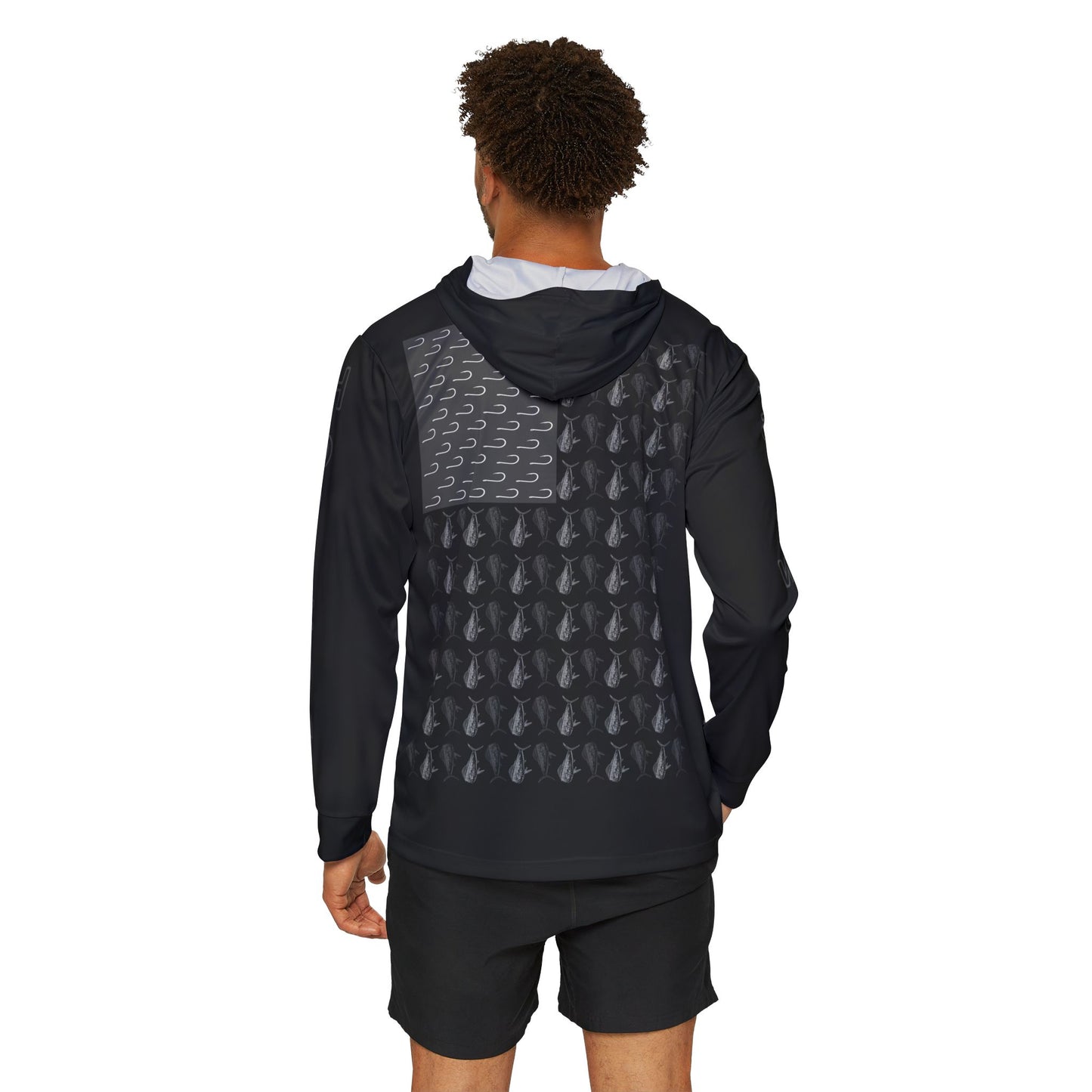 Grayscale Flag Performance Hooded Fishing Shirt